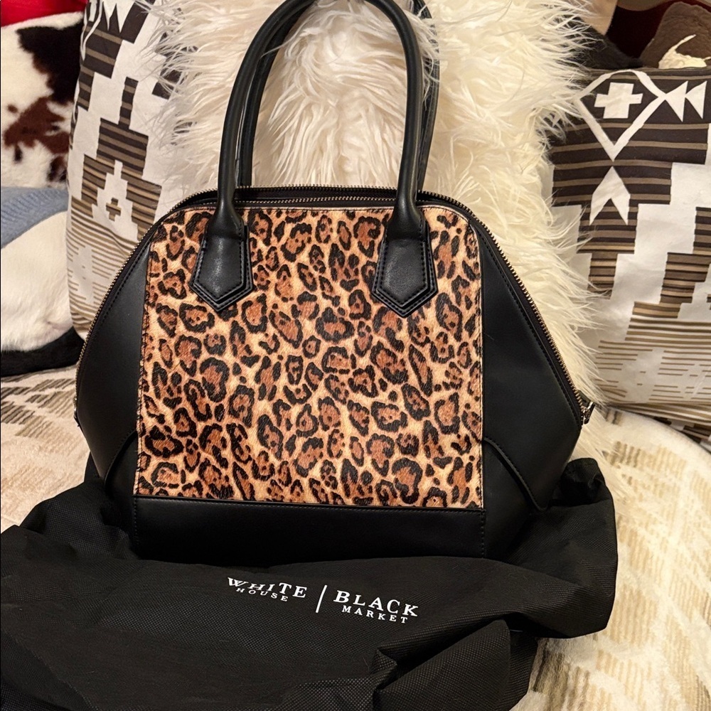 White House Black Market Leopard and Black Satchel - Picture 1 of 11
